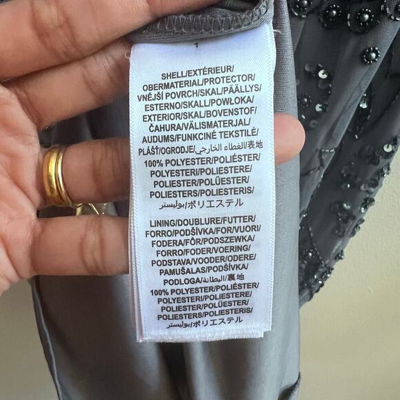 Adrianna Papell Beaded Mesh Blouson Sequin Embellishments Dress 0 Wedding Guest - Picture 10 of 13